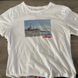 Abercrombie & Fitch White T-Shirt with Coastal Print